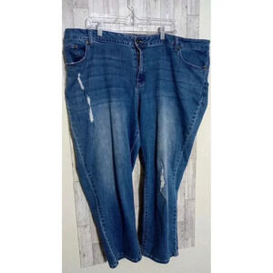 Woman Within Distressed Jeans Straight Leg Plus Size 24W‎